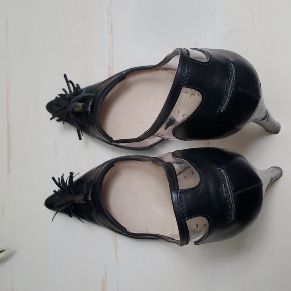 Yves Saint Laurent | Rive Gauche Black Leather Pumps With Tassels Sz 38 - Picture 8 of 13